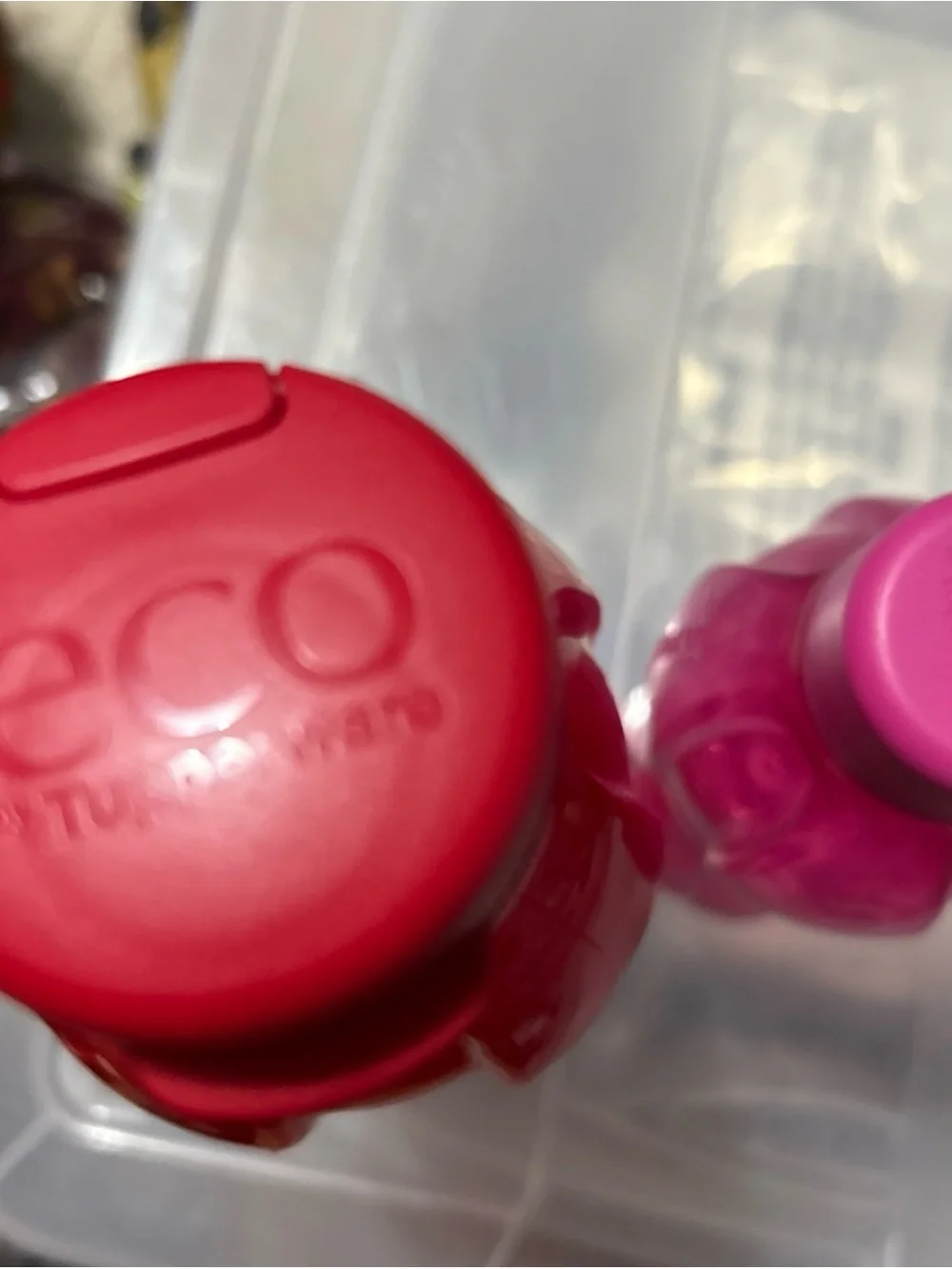 Tupperware Red and Pink Water Bottles Set